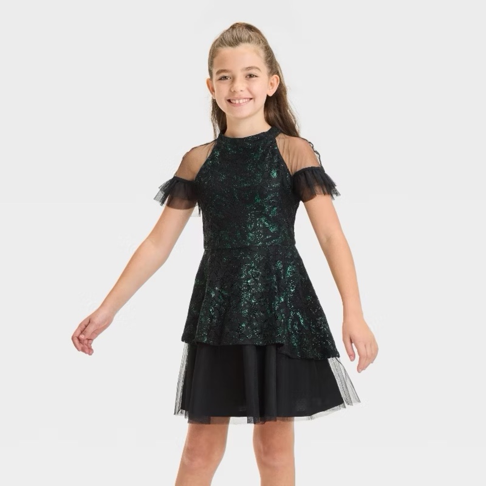 Girls' Wicked Elphaba Wicked Cosplay Dress - Green/Black nwt